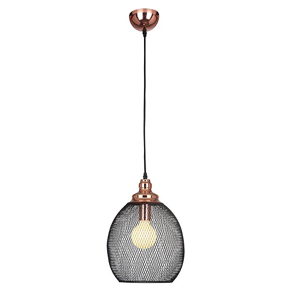 Pendente Copper Cobre e Preto (D)28Cm (A)41Cm 1Xe27 | XN003