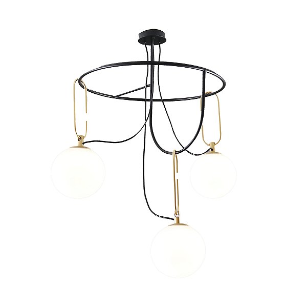 Plafon Mob Preto Dourado Branco Fosco 80cm 3xG9 | YD012
