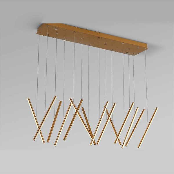 Pendente Led Halley Opus DN35901 Dourado 100 x 200 x 25cm