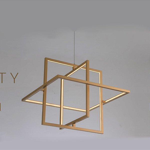 Pendente Led Gravity Opus DN38797 Dourado 500 x 410 x 500mm