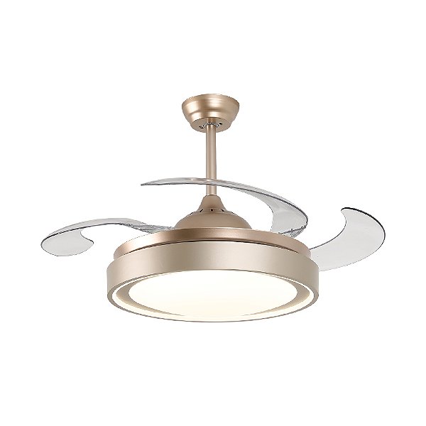 Ventilador Teto Retrátil 4 Pás Controle Remoto Air Gold Dourado