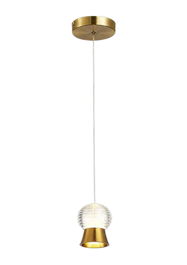 Pendente Bambini 8w Dourado Led Difuso Vidro Bivolt | DW009