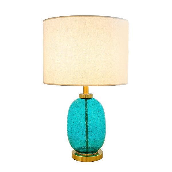 Base de Abajur Acqua Vidro Azul Metal Bronze | ACQ1AB01AZ065
