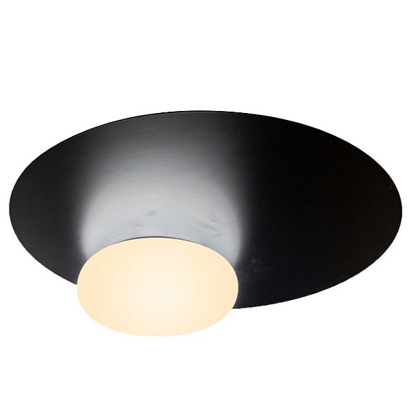 Plafon Nobile Preto Vidro Opalino 12w | NOB1PS01PT042