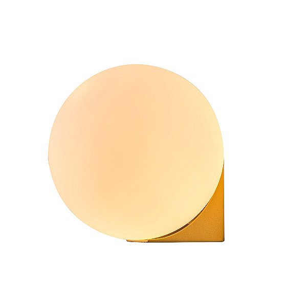 Arandela Soleil Vidro Branco Esfera Dourado | SOL1AR01BR015