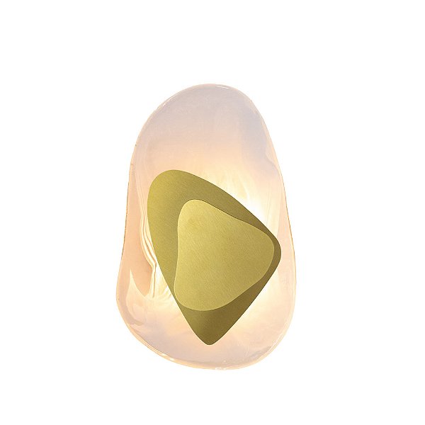 Arandela Muhar Vidro Leitoso Dourado Led 2700K | MUH1AR01LE018