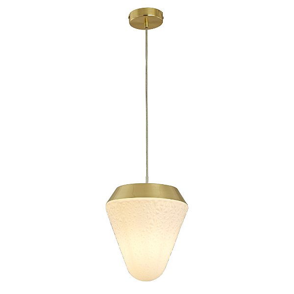 Pendente Hob Vidro Opalino Dourado (D)23cm (A)24cm | HOB1PD01OP023