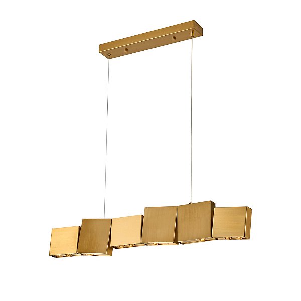 Pendente Linear Tero Cubos Dourado (C)82,5cm Led 18W 3000K | TER1PD01DR083