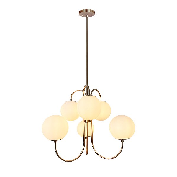 Pendente Lotus Latão Vidro Opalino (D)79cm (A)67cm E27 | LOT1PD01LT079