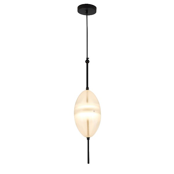 Pendente Mist Vidro Branco Preto (D)16cm (A)62cm 5W 3000K | MIS2PD01BR016
