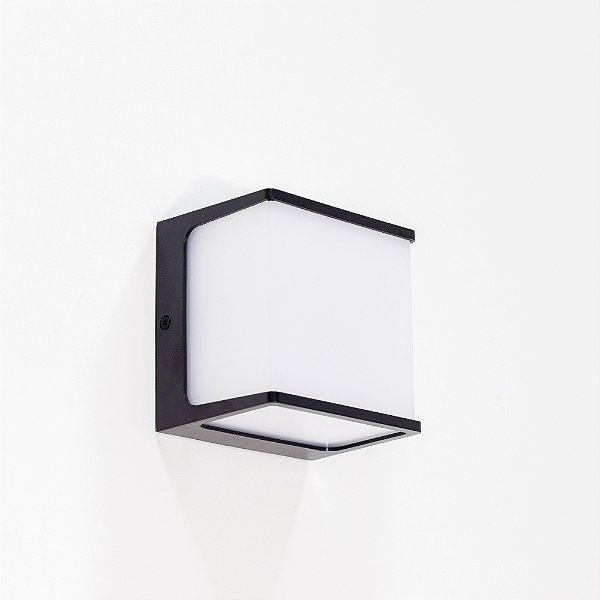 ARANDELA quadrada ARGEN PRETO Externa 8W 3000K  IP65 12cm