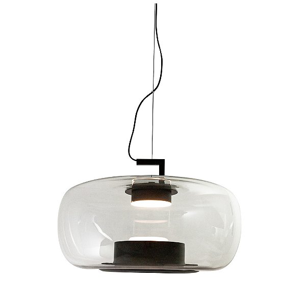 PENDENTE AILSA VIDRO PRETO (D)45CM LED 3000K | AIL1PD01TR30