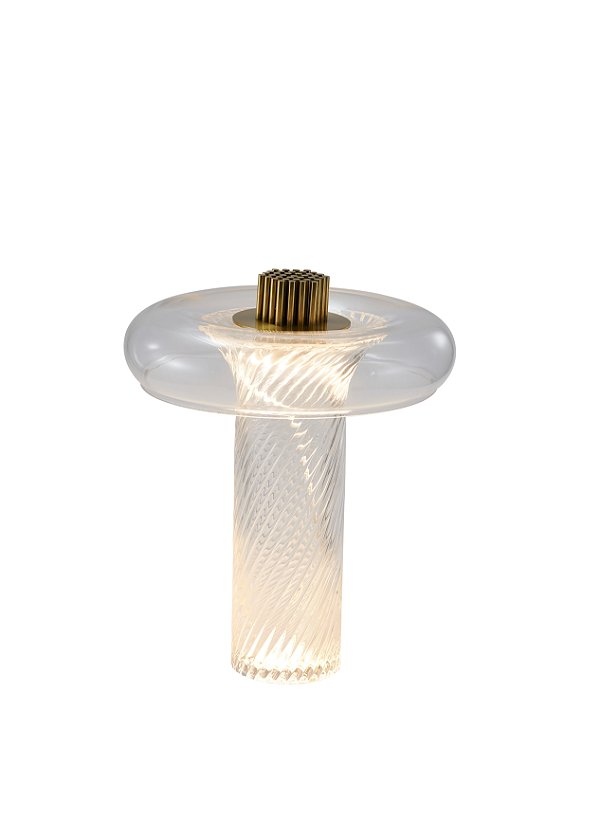 Abajur Torsioni Design Vidro Latão 35Cm 3000K | TOR1AB01TR10