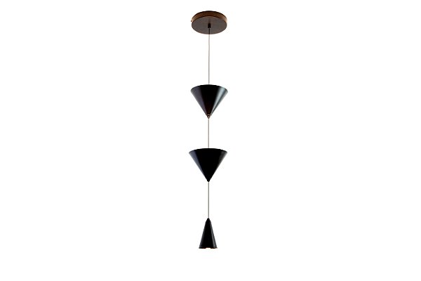 Pendente Trigo Preto Cone LED 14W 3000K 600Lm | TRI1PD01PT10