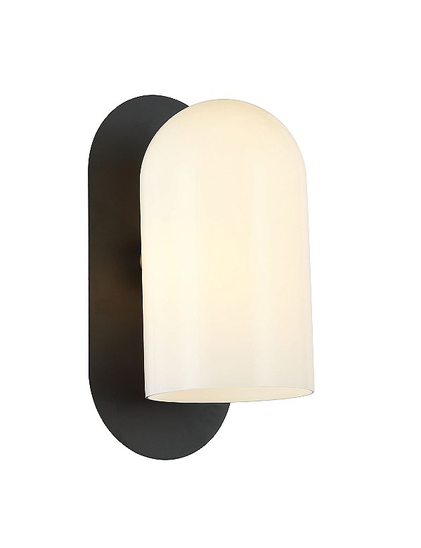 Arandela Zil Preto Vidro Opalino (A)27Cm G9 | ZIL1AR01PT10