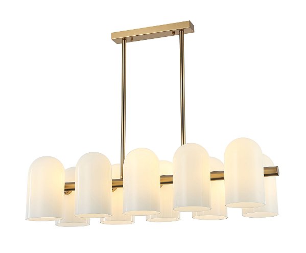 Pendente Zil Dourado Vidro Opalino (C)65cm | ZIL1PD01DR10
