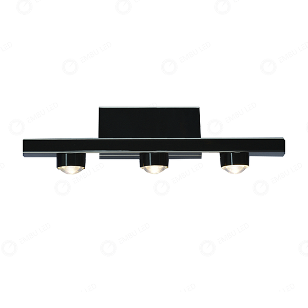 ARANDELA TRIFLUXO 3 FACHOS LUMINOSO PRETO 3W 3000K 25CM