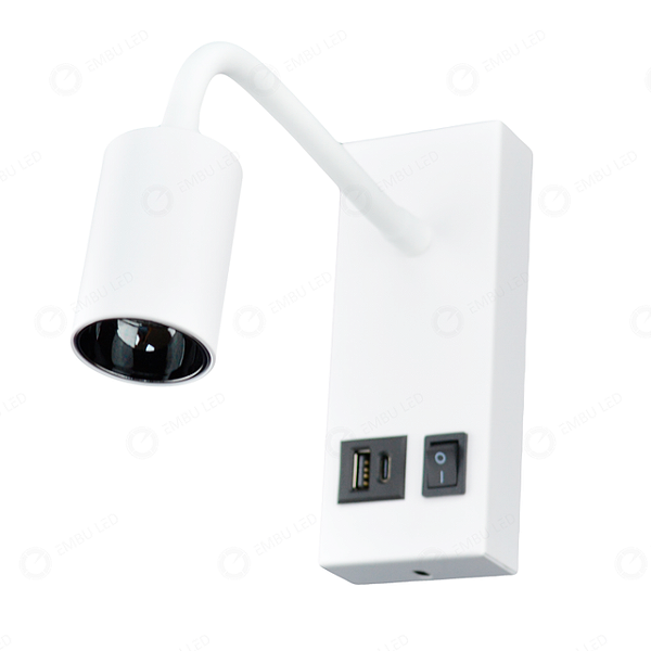 ARANDELA LEITURA ÉBANO FLEXÍVEL BRANCO USB 3 TONALIDADES