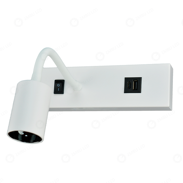 ARANDELA LEITURA ÓNIX FLEXÍVEL BRANCO USB 3 TONALIDADES