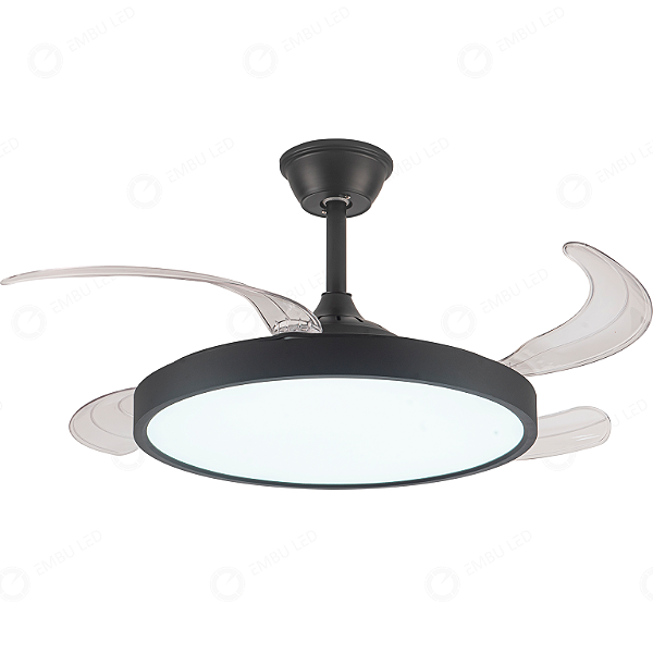 Ventilador Teto Retrátil Preto Fleshwind 36W Com Controle