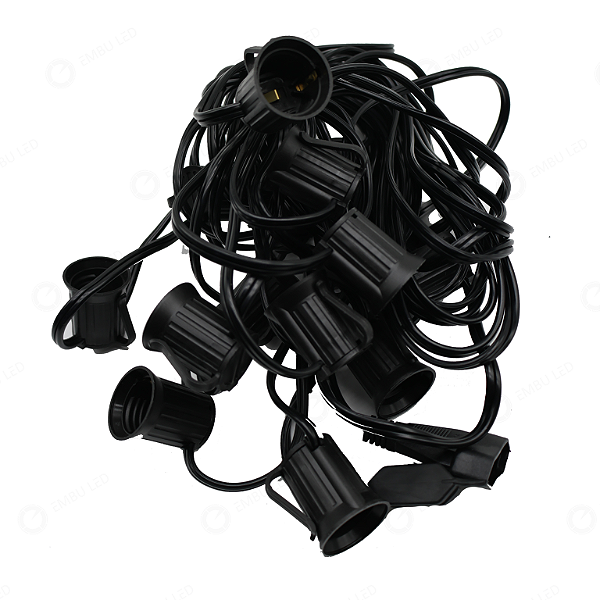 Varal De Luzes Eco 15M com 15 Soquetes E27 Ip54 Para Externo