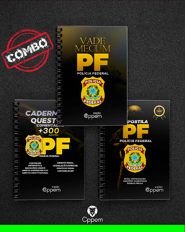 COMBO 3 EM 1 | APOSTILA + CADERNO DE QUESTÕES + VADE MECUM - PF