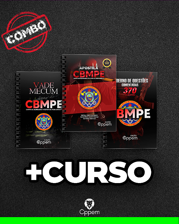 COMBO 4 EM 1 | APOSTILA + CADERNO DE QUESTÕES + VADE MECUM + CURSO - CBMPE