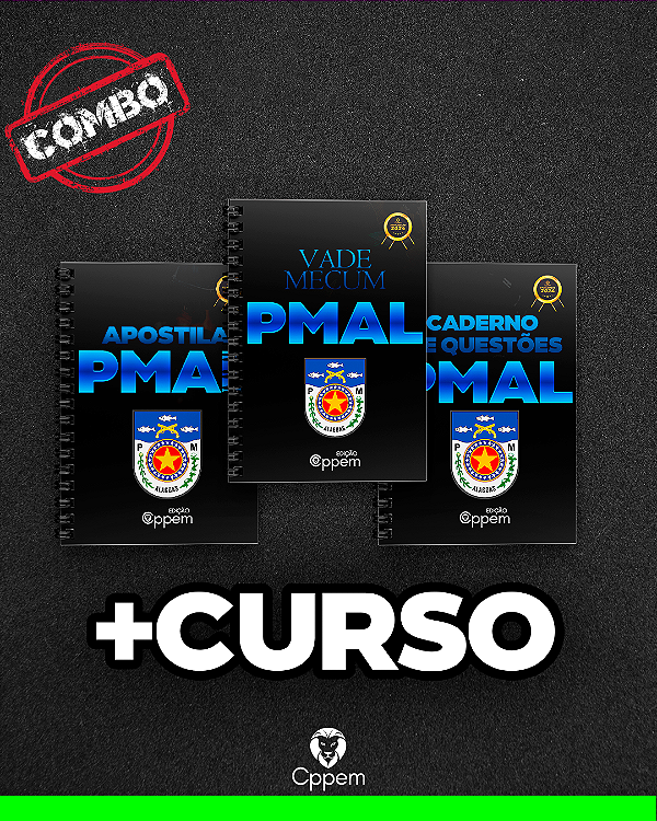 COMBO 4 EM 1 | APOSTILA + CADERNO DE QUESTÕES + VADE MECUM + CURSO ONLINE - PMAL