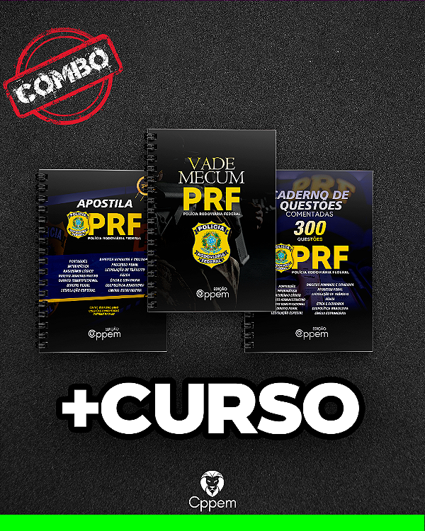 COMBO 4 EM 1 | APOSTILA + CADERNO DE QUESTÕES + VADE MECUM + CURSO - PRF