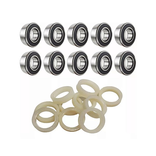 Kit 10 Suportes 10 Rolamentos 608 p/ Mancal Ventilador