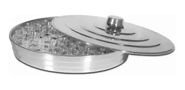 bandeja de santa ceia metal prata 56 cavidades