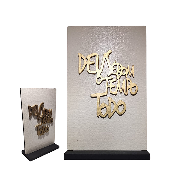 Plaquinha de MDF - Deus é bom o tempo todo DOURADO
