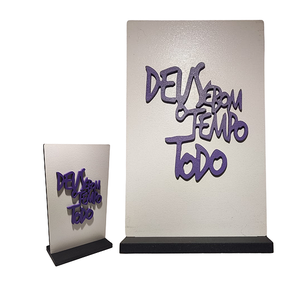 Plaquinha de MDF - Deus é bom o tempo todo ROXO