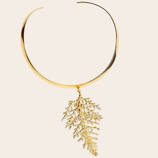 Colar Folha Tuia G no Aro