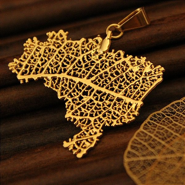 Pingente Folha do Cerrado Mapa do Brasil