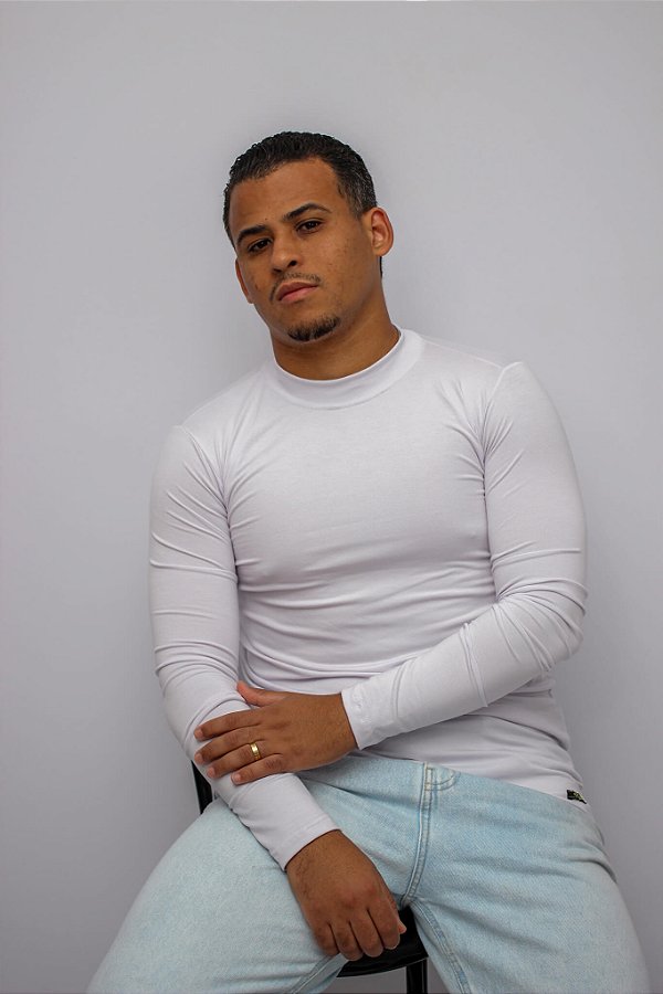 CAMISETA MANGA LONGA BÁSICA "AMERICAN" - Branca