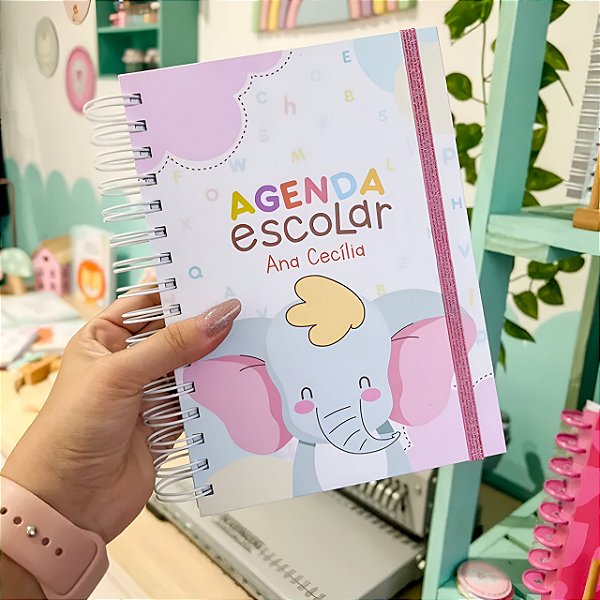 Agenda escolar com seu tema. Para Texto. 370 páginas.