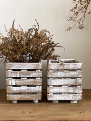 Dupla de cachepot madeira treliçada 4281