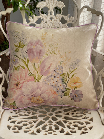 Capa almofada linho 45x45cm debrum estampa Rosamar 5462 ( Não acompanha enchimento )