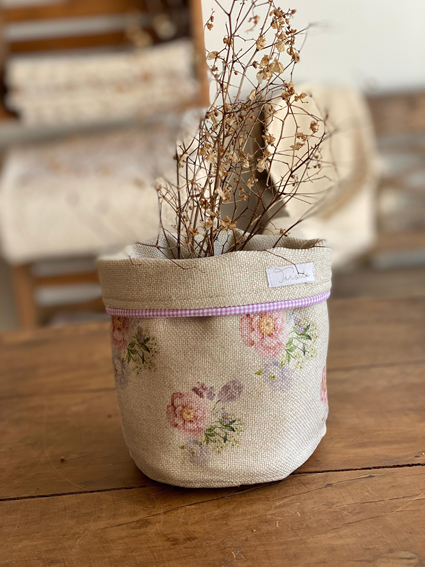 Cachepot linho P estampa Rosamar 5431