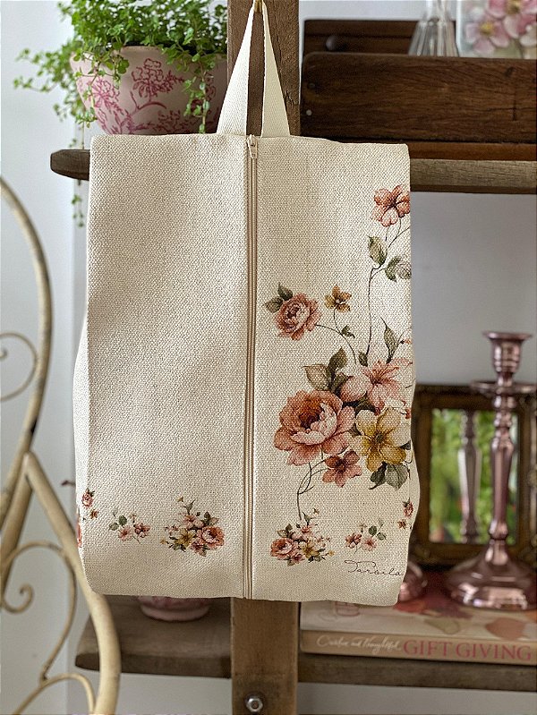 Porta sacolas linho estampa Ana 5579