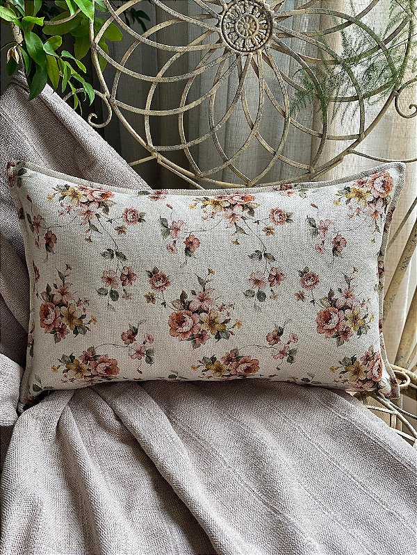 Capa almofada linho 30x50cm persponto estampa P Ana 5525  ( Não acompanha enchimento )