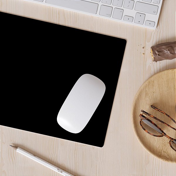 Mouse Pad 25x20cm minimalista em Couro Sintético workpad Ergonômico  - Preto