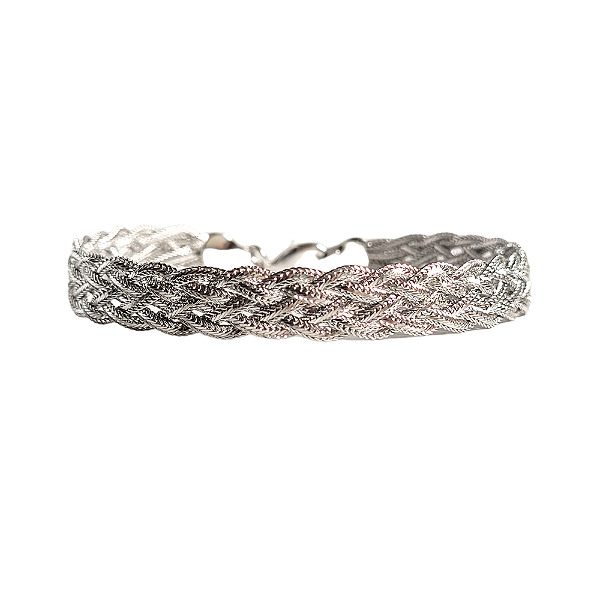 Pulseira Trançada Banhada a Ródio Branco