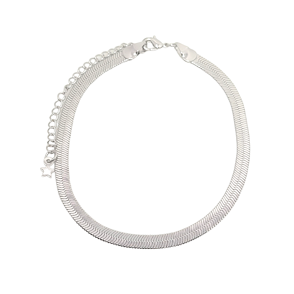 Pulseira Malha Fita Folheada Em Ródio