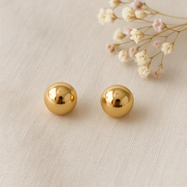 Brinco Esfera Dourada 18K