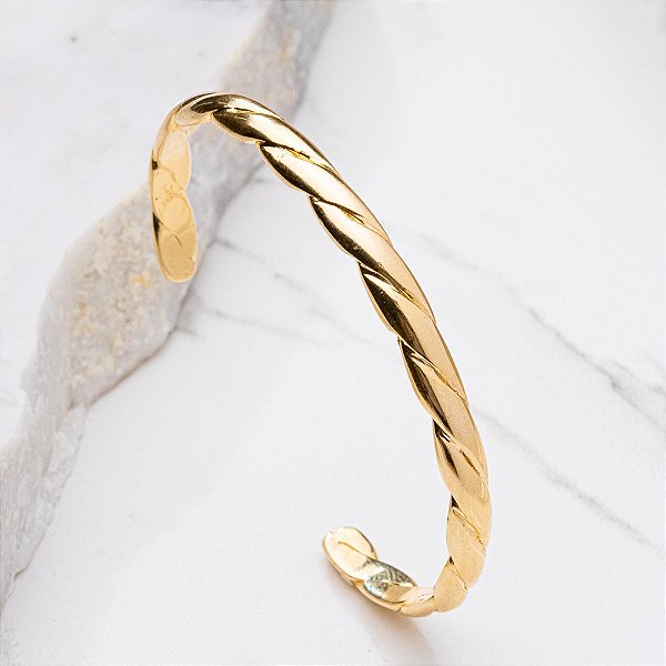 Bracelete Trançado Banhado a Ouro 18k