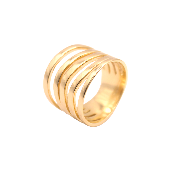 Anel Faixas Lisas Banhado a Ouro 18K