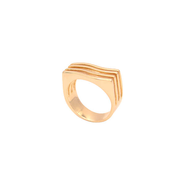 Anel Ondas Banhado a Ouro 18K