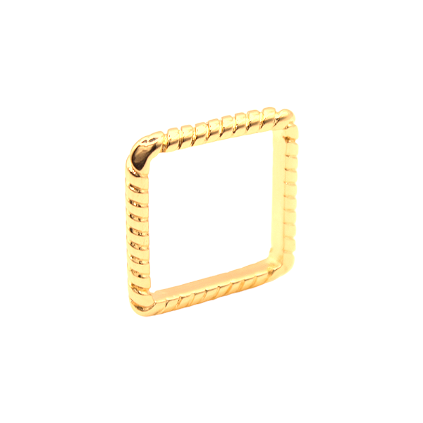 Anel Quadrado Fio Torcido Banhando a Ouro 18K